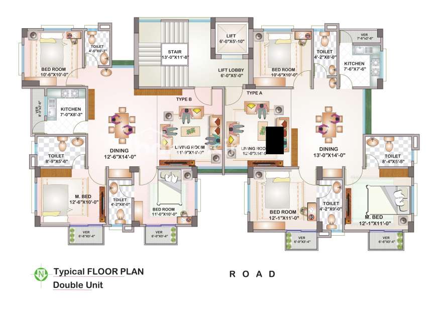 1320 Sft 3 bed apt @ G Block, Apartment/Flats at Bashundhara R/A