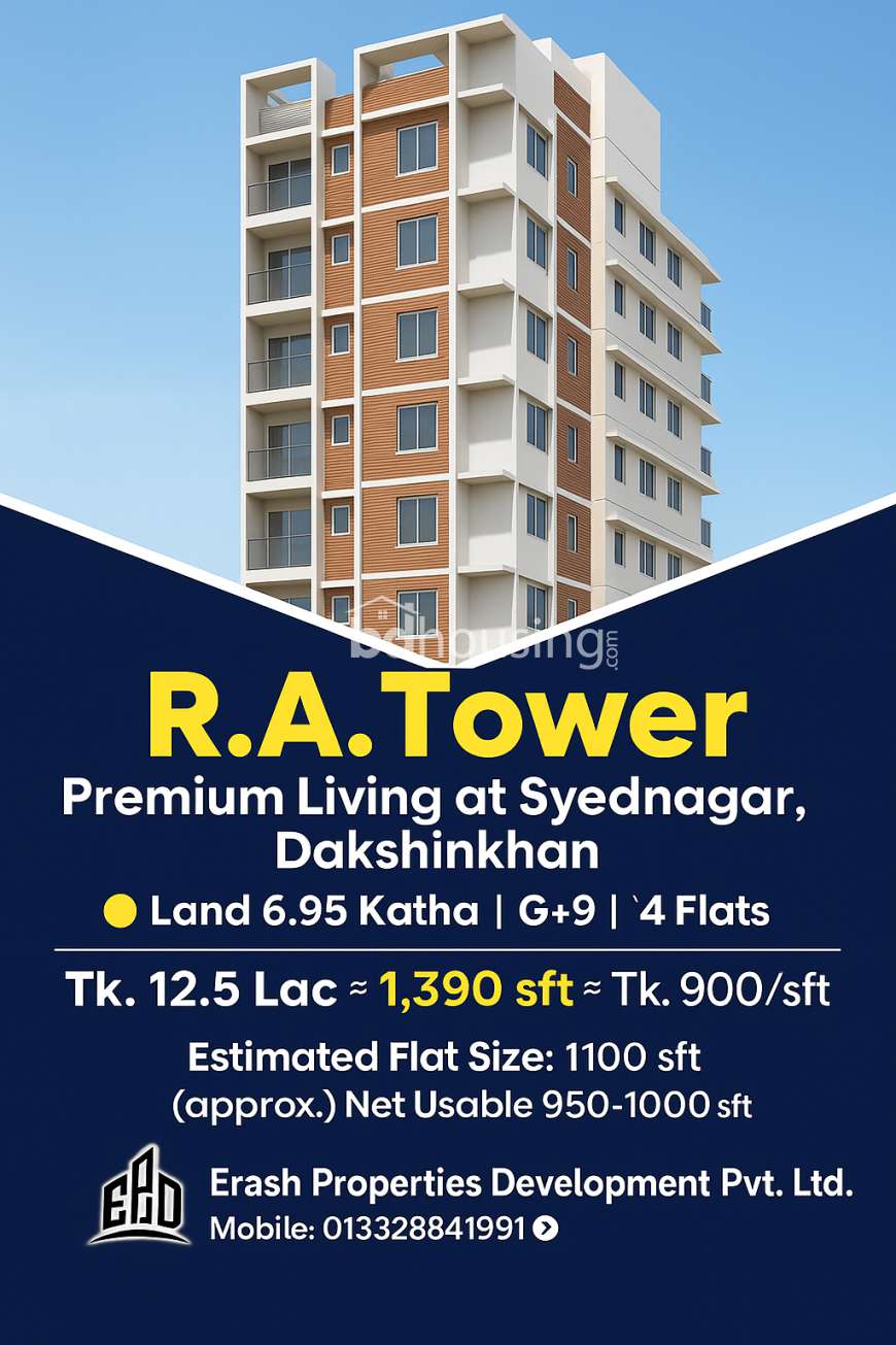 R,A Tower, Land Sharing Flat at Dakshin khan