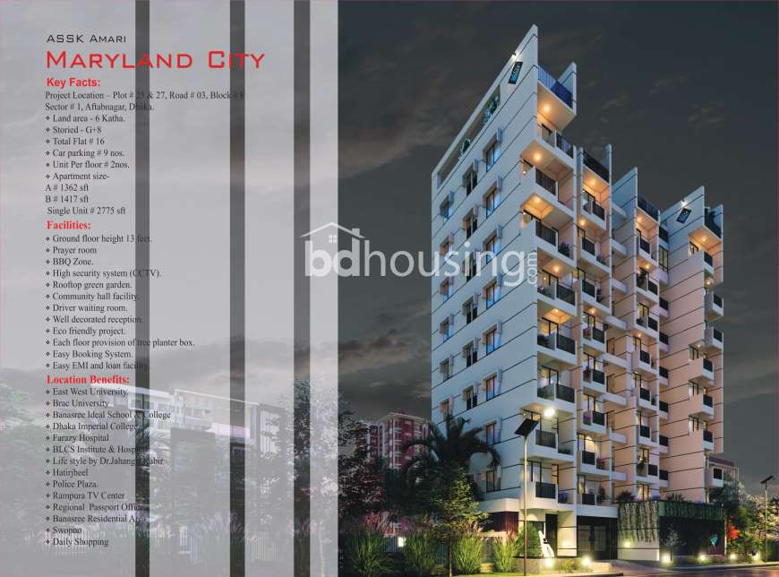 ASSK AMARI Maryland City, Apartment/Flats at Aftab Nagar