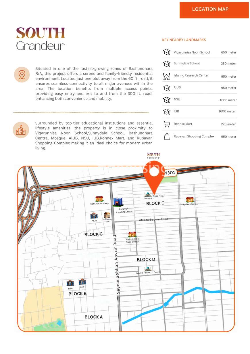 1575 sft. South Facing Apartment at Block G, Bashundhara, Apartment/Flats at Bashundhara R/A