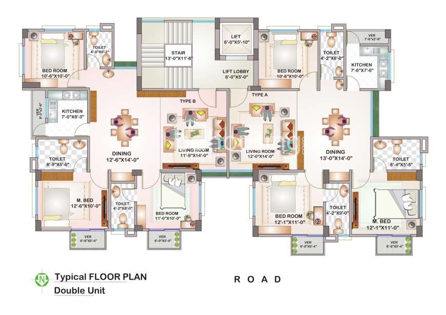 1310 sft 3 bed Apartment with Gas connection., Apartment/Flats at Bashundhara R/A