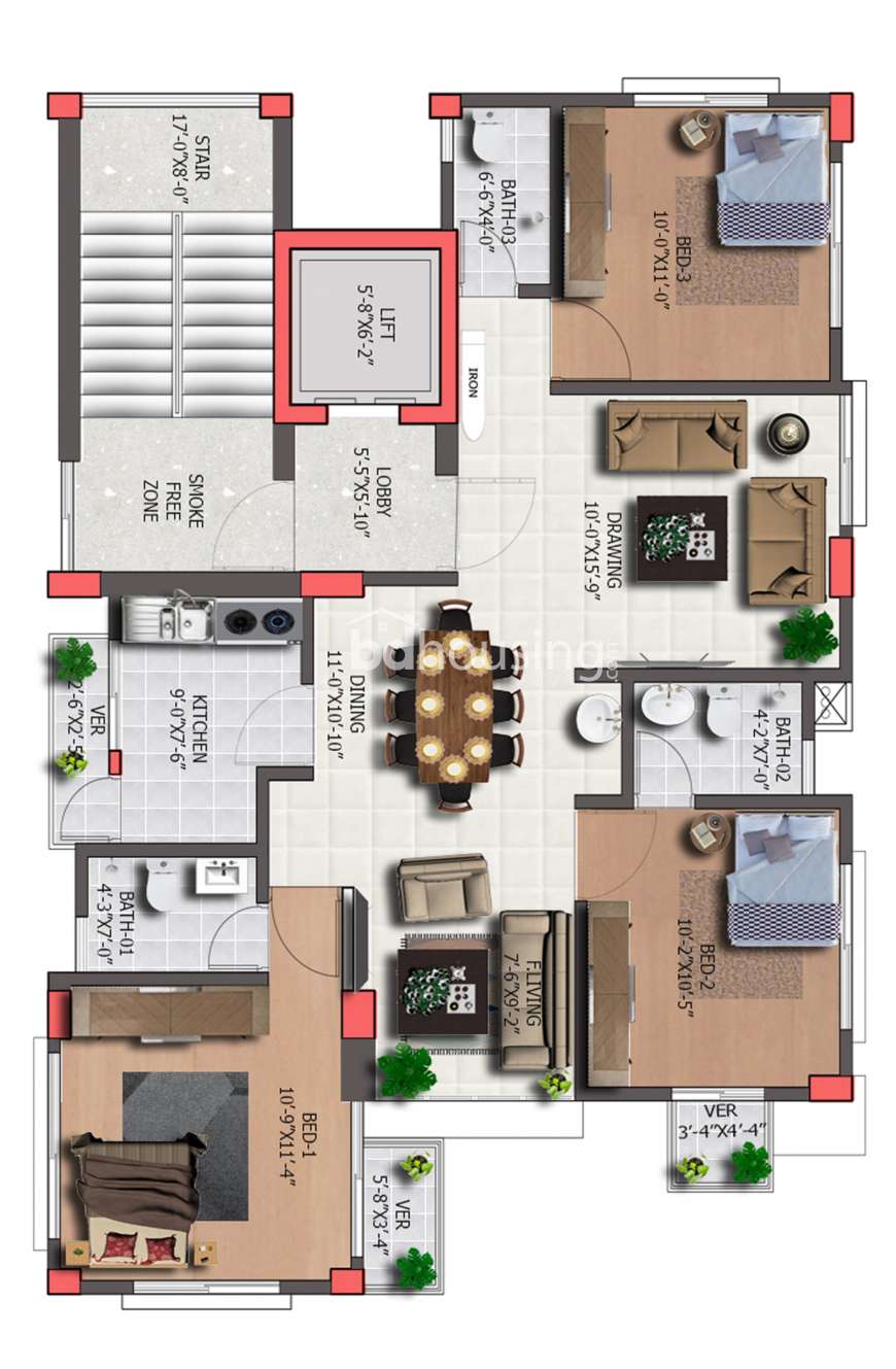 Ongoing 1575 sft South Facing Flat at Block H, Bashundhara, Apartment/Flats at Bashundhara R/A