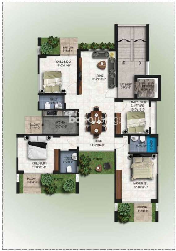 Salmon Florentine, Apartment/Flats at Bashundhara R/A