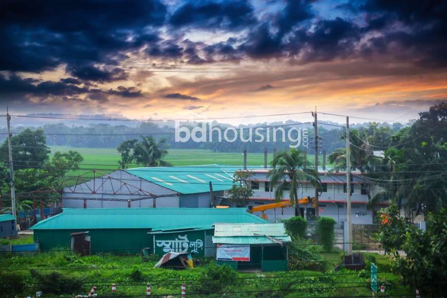 Industrial Land With Factory Building for Sale Just Beside Dhaka-Chittagong Hi-Way Comilla. 10000 sqft production floor, 2 storage farnished office building 3000 sqft, 2000 sqft Cantin, Garden, pond, parking & free area.440 electric connection., Industrial Space at Comilla Cantonment