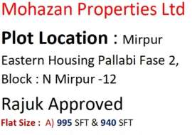 995 sqft, 3 Beds Under Construction Apartment/Flats for Sale at Mirpur 12 Apartment/Flats at 