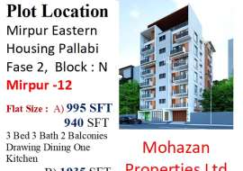 995 sqft, 3 Beds Under Construction Apartment/Flats for Sale at Mirpur 12 Apartment/Flats at 